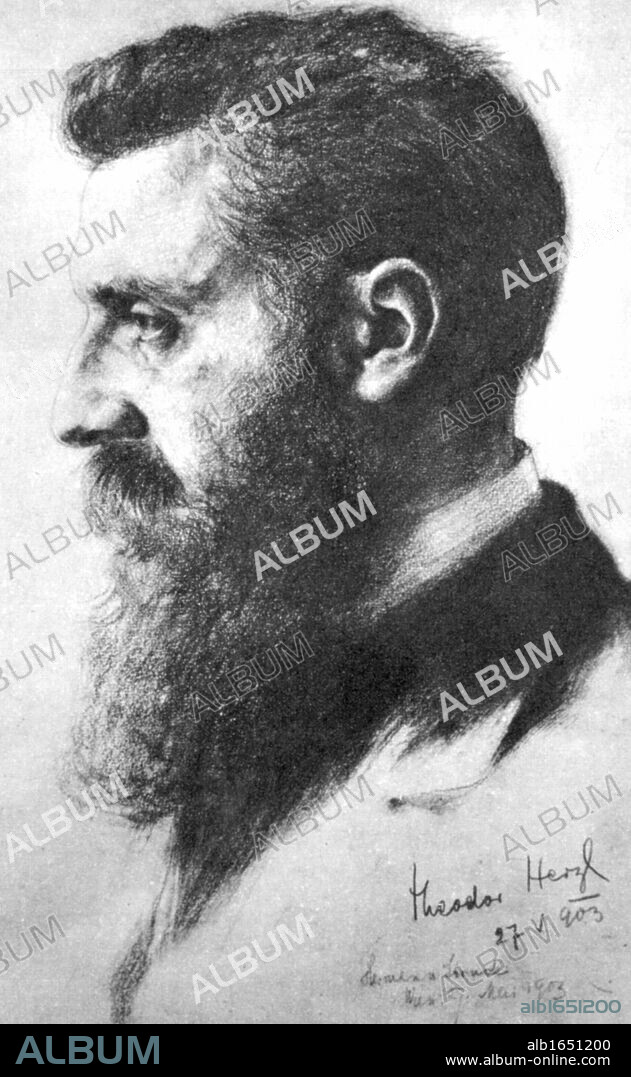 Theodor Herzl (1860-1904) Zionist leader. Convened first Zionist Congress, Basel 1897. Herzl in 1903.