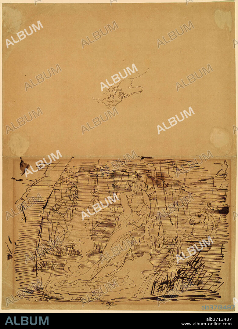 EMANUEL GOTTLIEB LEUTZE. Gretchen Murdering Her Child. Dated: 1852. Dimensions: sheet: 43.18 × 32.7 cm (17 × 12 7/8 in.). Medium: pen and brown ink on wove paper.