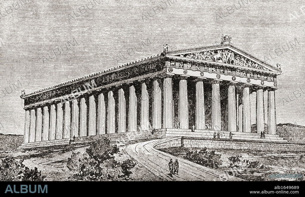 Exterior of the Parthenon at Athens, Greece as it would have 