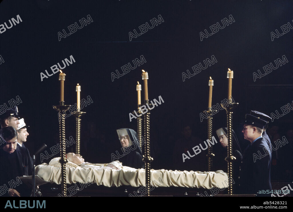 Cardinal Francis Spellman, Archbishop of New York, lying in Repose during his Funeral, St. Patrick's Cathedral, New York City, New York, USA, Bernard Gotfryd, December 1967.