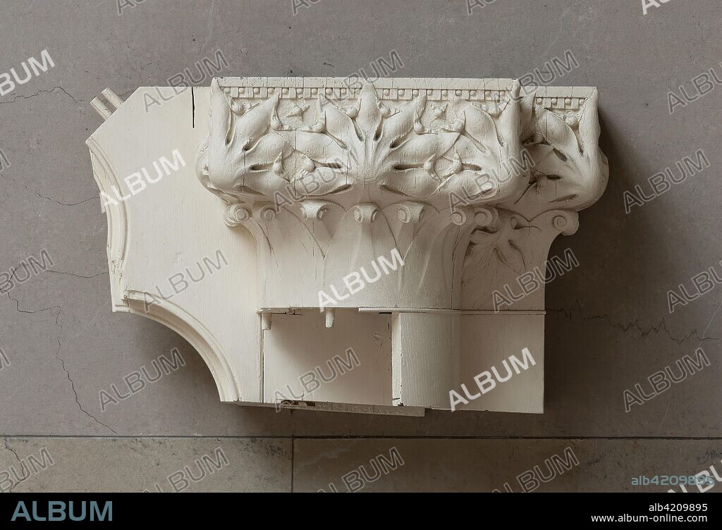 ARCHITECTS ADLER & SULLIVAN. Auditorium Building: Column Capital and Portion of a Frieze. Adler & Sullivan, architects; American, 1883-1895; Louis H. Sullivan, designer; American, 1856-1924. Date: 1887-1889. Dimensions: 25.5 × 42 × 15 cm (capital); 28 × 70 × 4.2 cm (frieze). Painted wood. Origin: Michigan Avenue, 430 South.