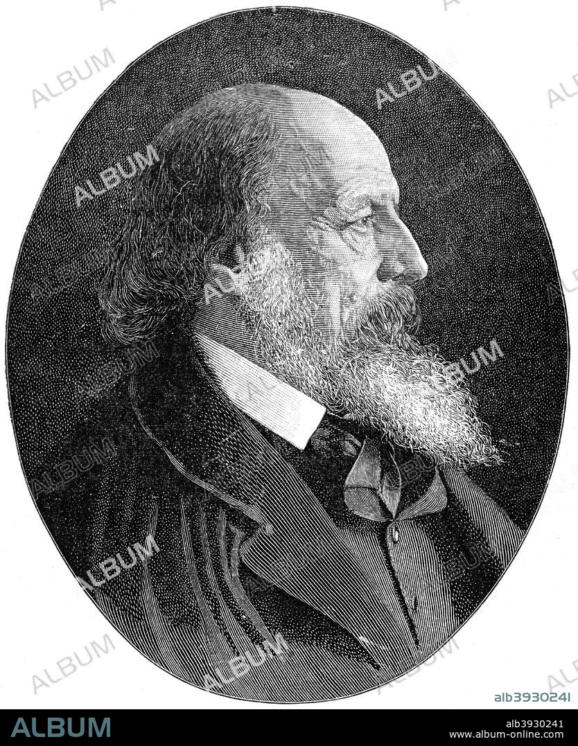 Alfred Tennyson, 1st Baron Tennyson, Poet Laureate, 1900. A print from The Life and Times of Queen Victoria, by Robert Wilson, Volume IV, Cassell and Company, London, Paris, New York, Melbourne, 1900.