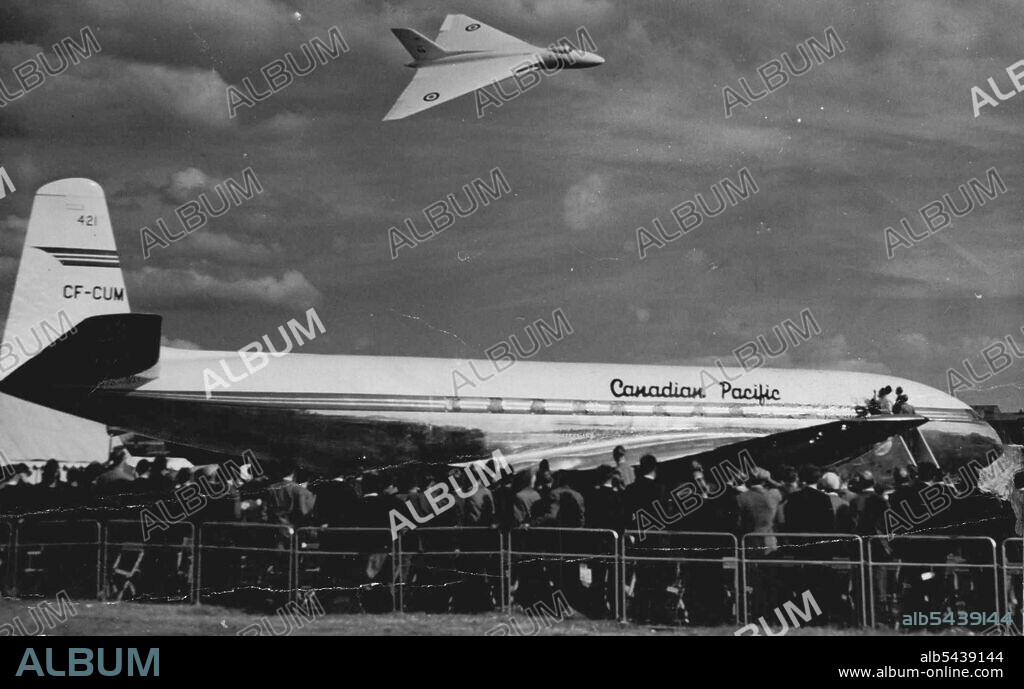 Below it flies above the De Havilland Comet jet liner constructed for ...