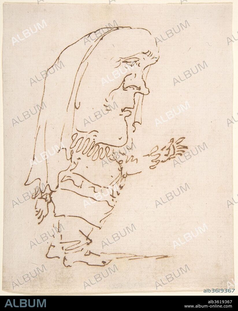 Caricature of a Man Pointing. Artist: Gian Lorenzo Bernini (Italian, Naples 1598-1680 Rome). Dimensions: Sheet: 5 1/16 x 4 1/8 in. (12.9 x 10.4 cm). Date: 1610-80.