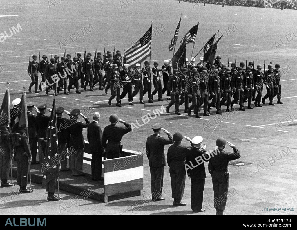 American soldiers marching during a parade on occasion of the 'Armed ...