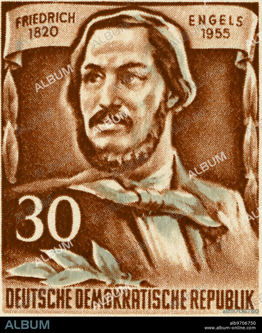 Friedrich Engels Commemorative Postage Stamp, East Germany, DDR, 1955.