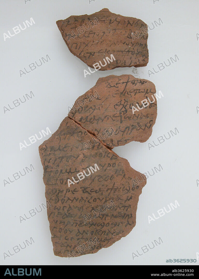 Ostrakon with a Legal Letter. Culture: Coptic. Dimensions: a: 3 1/4 x 4 5/8 in. (8.3 x 11.8 cm)
b: 2 1/2 x 1 5/8 in. (6.3 x 4.2 cm). Date: 580-640.