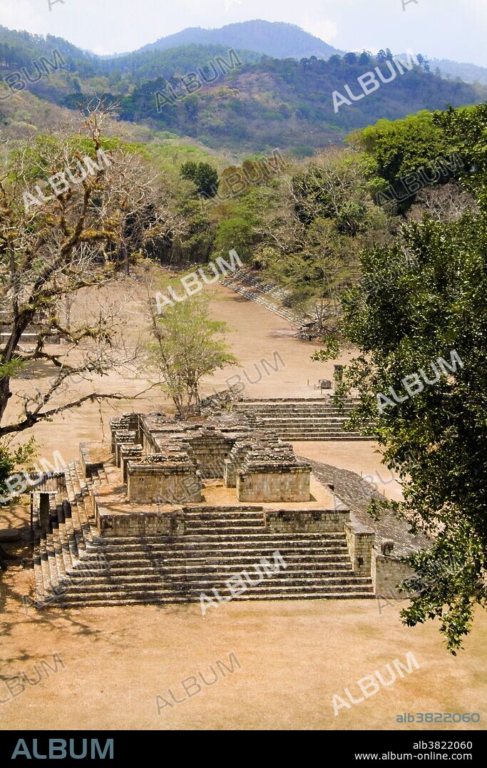 Ruins of a Mayan temple, or ziggurat, Copan, Honduras.