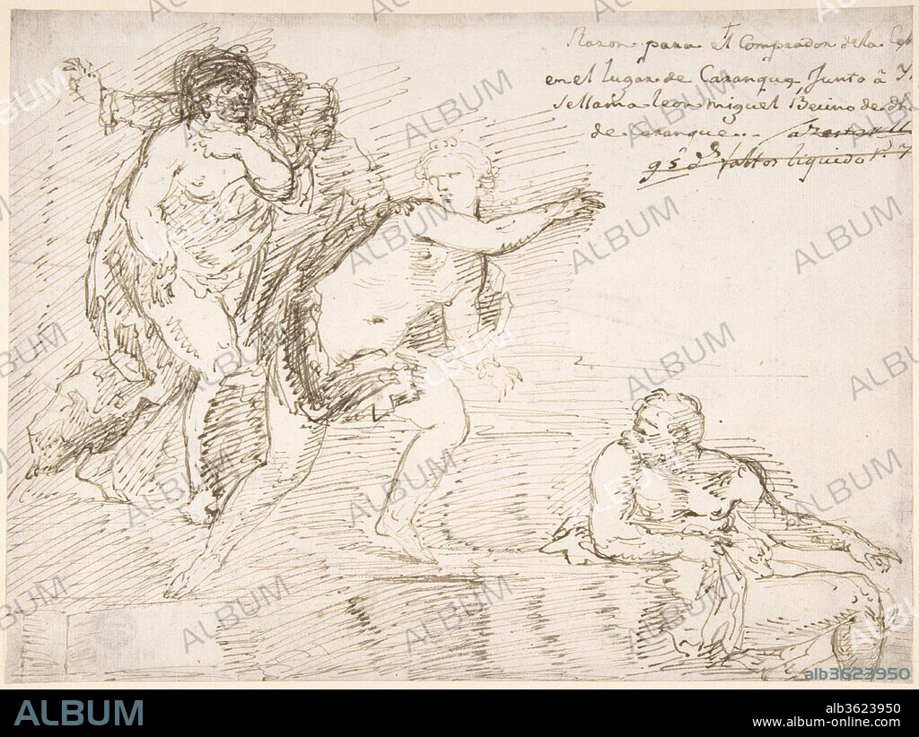 ANONYMOUS, SPANISH, 17TH CENTURY. Unidentified Subject with Male Nudes at  Left and Right, with a Female Nude at Center - Album alb3623950