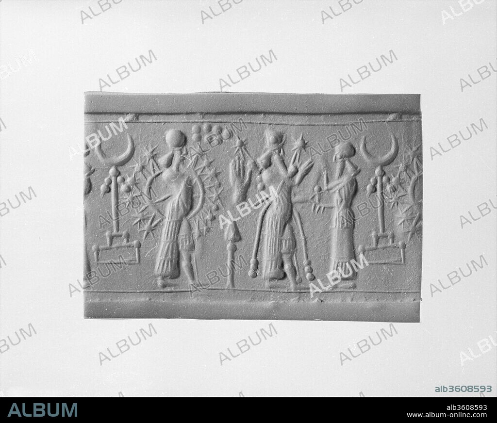 Cylinder seal and modern impression. Culture: Assyrian. Dimensions: 1.36 in. (3.45 cm). Date: ca. 9th-8th century B.C..