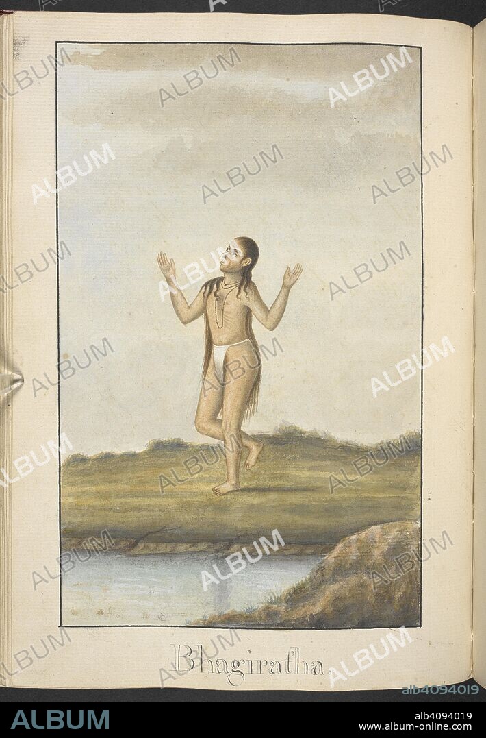 ANON. Bhagiratha, an ancestor of Rama, doing penance. Inscribed: â€˜Bhagiratha.â€™. 61 paintings illustrating the Adhyatma Ramayana, vol. 1. [Boddam collection.]. 1803 - 1804. Source: MSS Eur C116/1 f.81v.