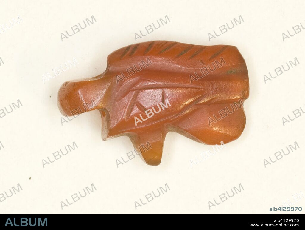 ANCIENT EGYPTIAN. Amulet of the Eye of Horus. Egyptian. Date: 1700 BC. Dimensions: 0.6 × 1.1 × 0.3 cm (1/4 × 7/16 × 1/8 in.). Carnelian. Origin: Egypt.