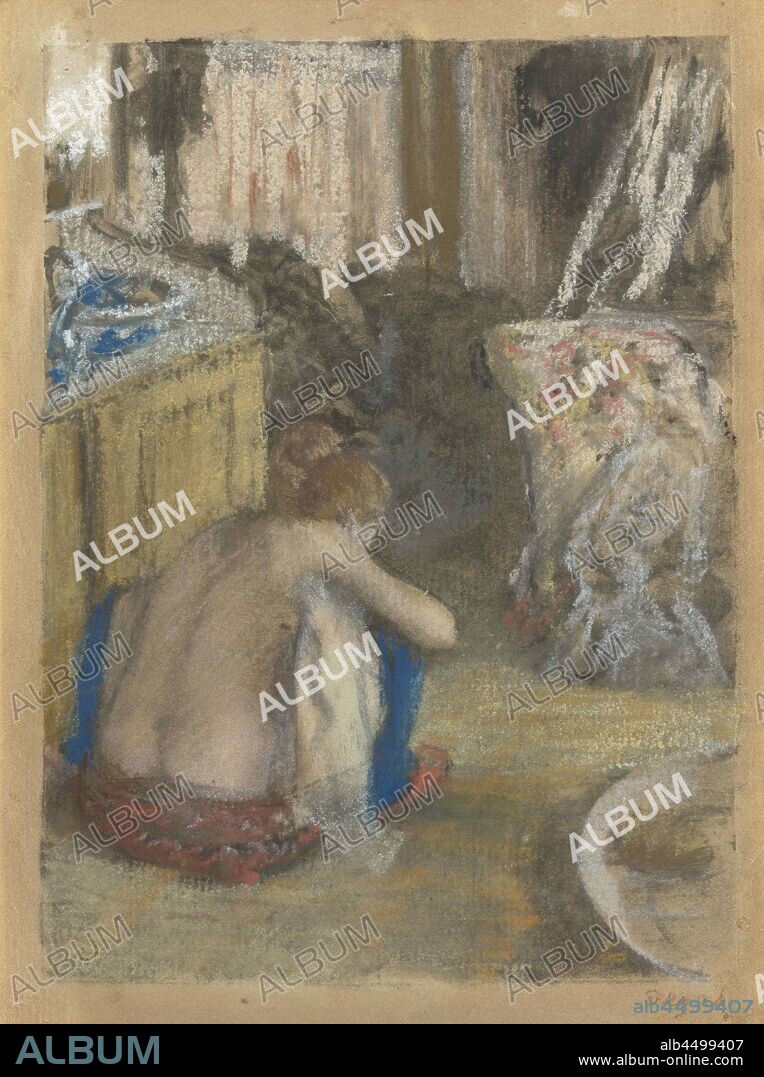 EDGAR DEGAS. Femme nue, accroupie, vue de dos (Nude Woman Squatting, from  behind). - Album alb4499407