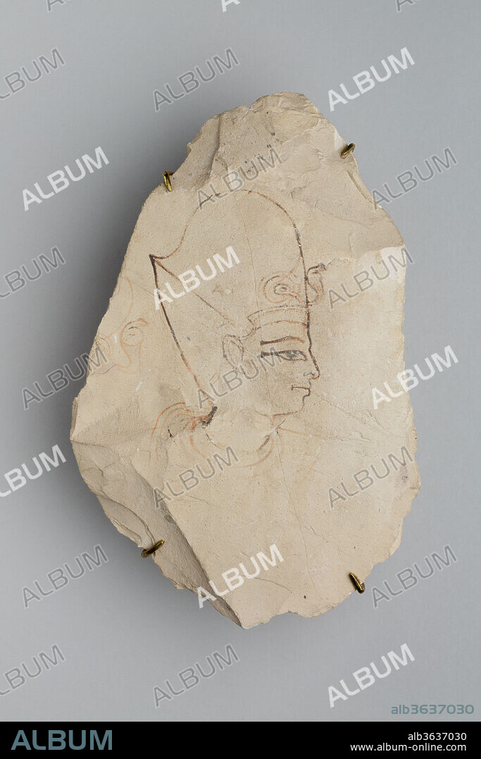 Ostracon Depicting a King's Head. Dimensions: L. 22 cm (8 11/16 in), w. 14 cm (5 1/2 in). Dynasty: Dynasty 19-20. Date: ca. 1295-1070 B.C..