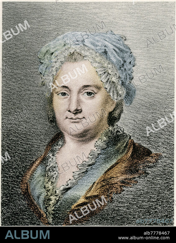 Katharina Elisabeth GOETHE (19 February 1731 - 13 September 1808), born Katharina Elisabeth Textor, mother of Johann Wolfgang von Goethe. Portrayed in a lithograph from a painting by Hendschel, Germany, 19th century.