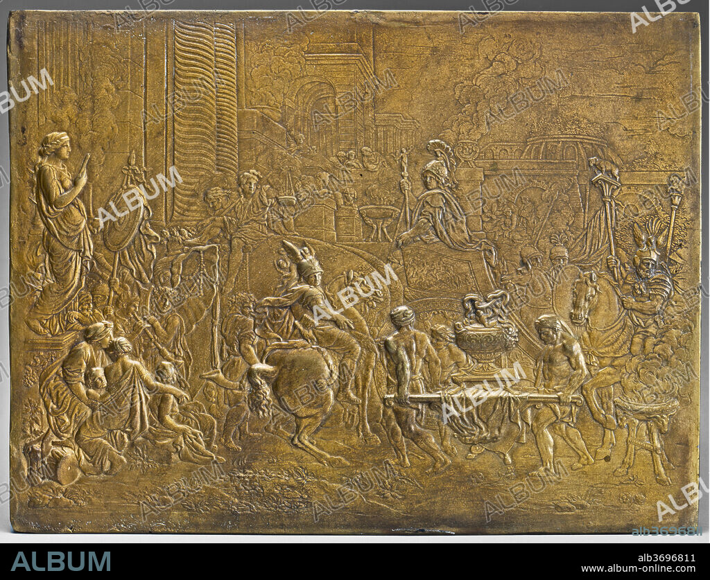 AFTER CHARLES LE BRUN. Entry of Alexander the Great into Babylon, or The Triumph of Alexander. Dated: 18th century. Dimensions: overall: 30.8 x 22.9 cm (12 1/8 x 9 in.)  framed: 43.4 x 35.6 cm (17 1/16 x 14 in.). Medium: bronze.