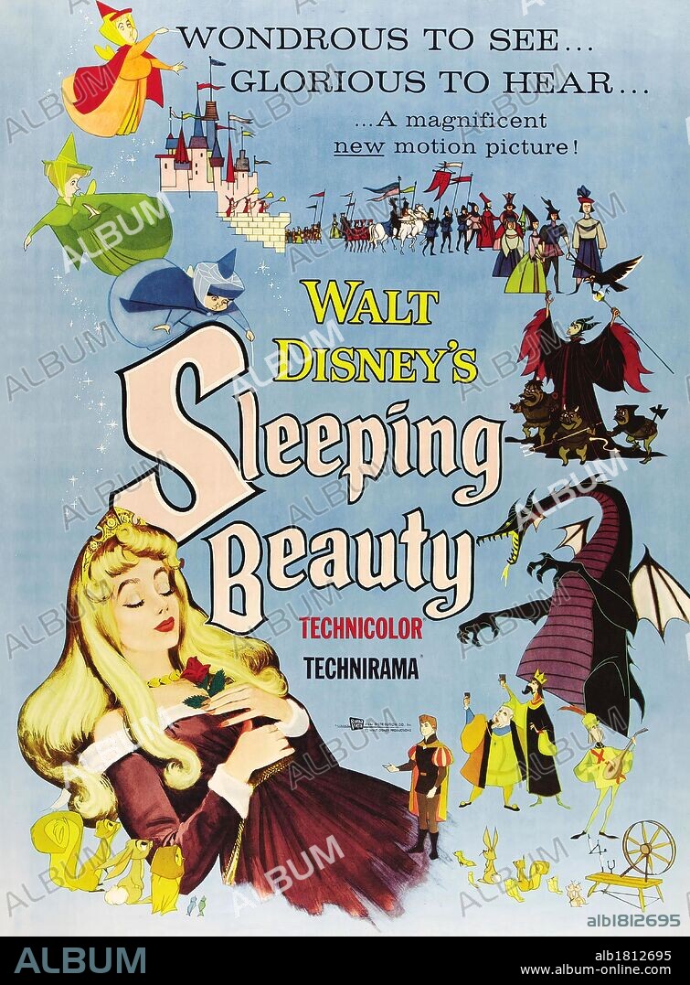 Plakat zu SLEEPING BEAUTY, 1959, unter der Regie von WOLFGANG REITHERMAN. Copyright WALT DISNEY PRODUCTIONS.