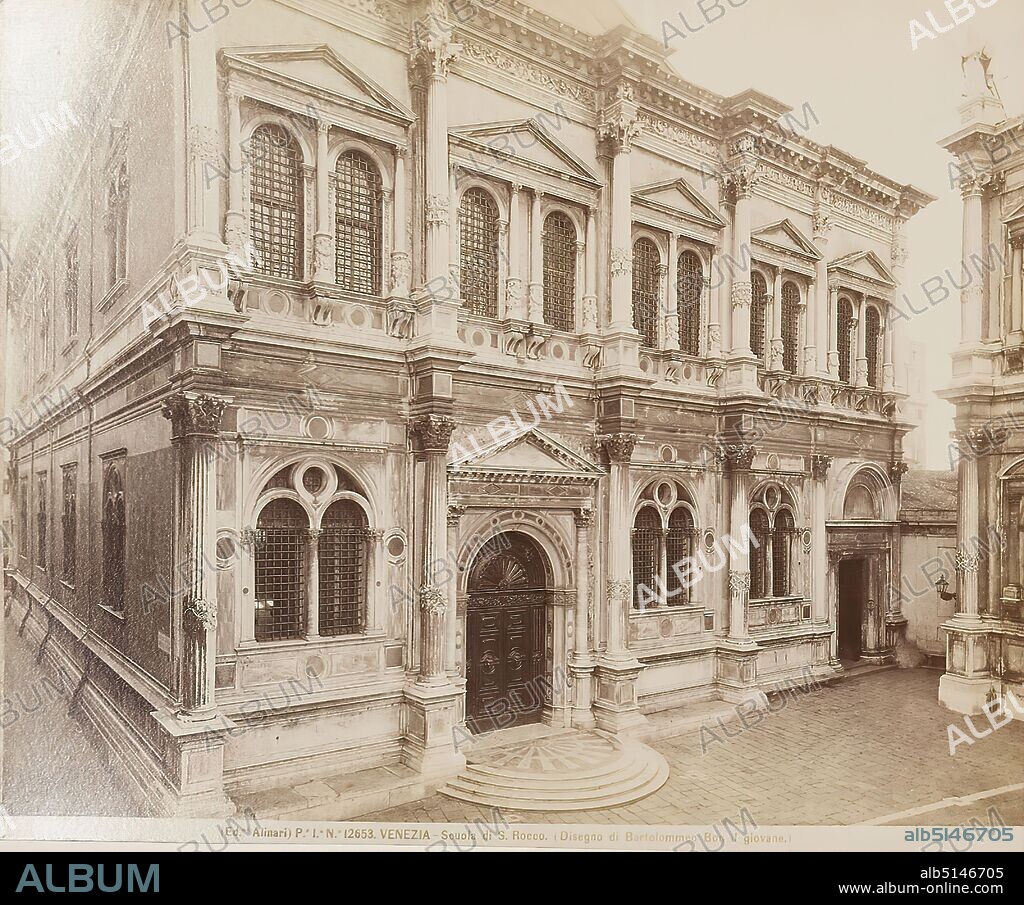 Scuola di S. Rocco, Venice, albumin paper, black and white positive  process, image size: height: 20.50 cm; width: 25.00 cm, VENEZIA - Scuola di  S. Rocco (Disegno di Bartol - Album alb5146705