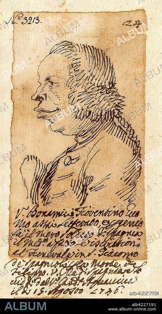 PIER LEONE GHEZZI. 'Caricature Head of a Man with a Full Face'. Italy, 1746. Dimensions: 9,8x5,5 cm.