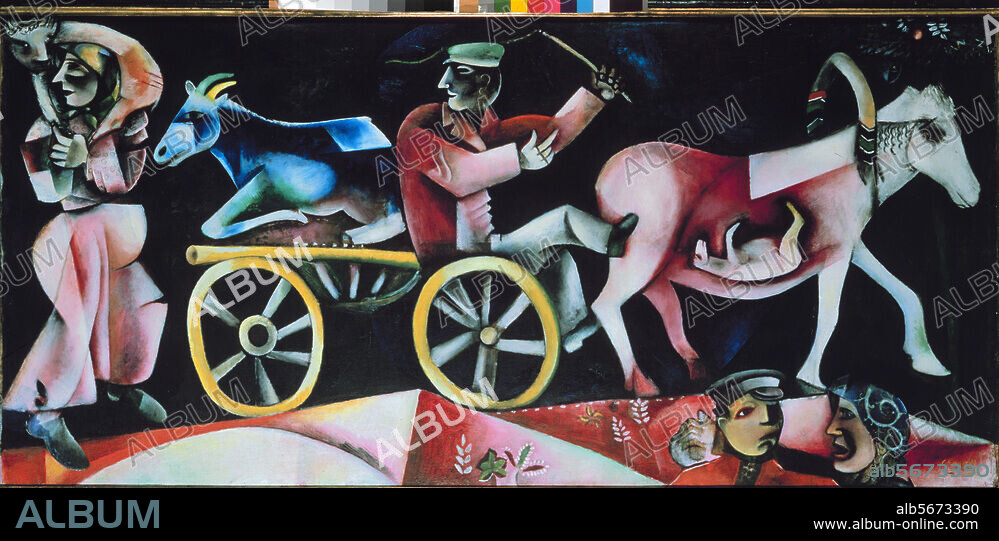 MARC CHAGALL. Chagall, Marc. 1887-1985. "Le marchand des bestiaux" (Der Viehhändler), 1912. Öl auf Leinwand, 97 × 200,5 cm. Basel, Öffentliche Kunstsammlung.
