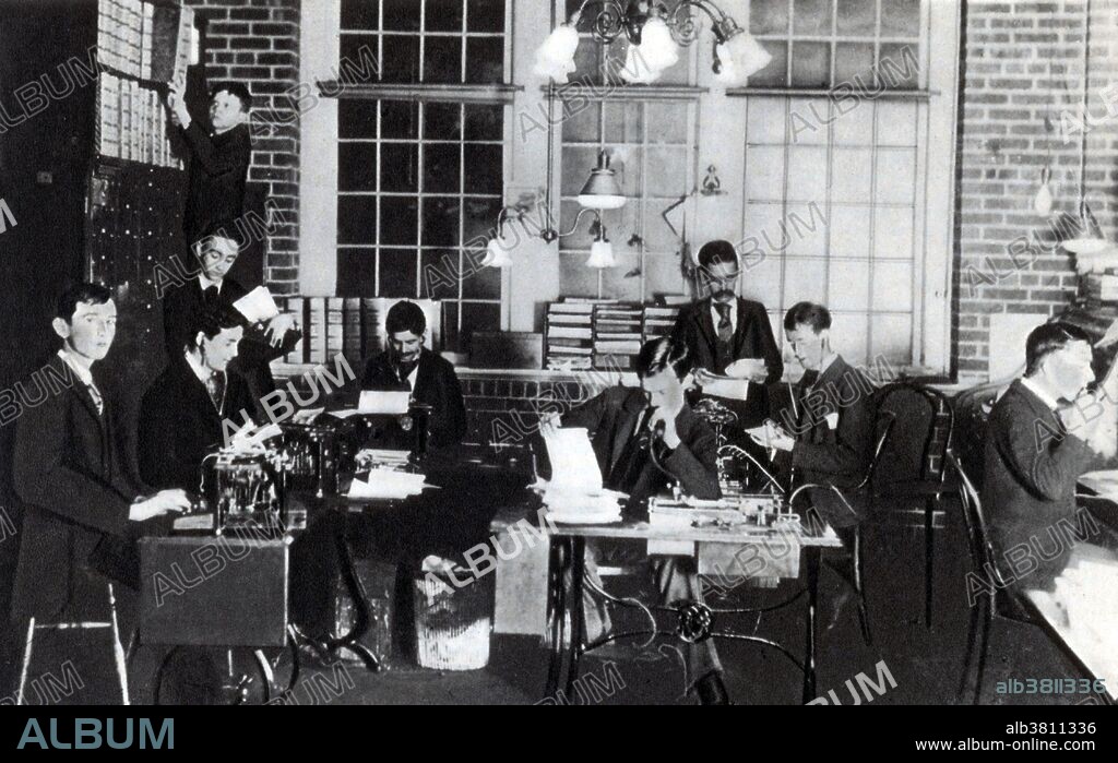 The stenographic staff, 1889. General Electric was formed through the 1892 merger of Edison General Electric Company of Schenectady, NY, and Thomson-Houston Electric Company of Lynn, MA, with the support of Drexel, Morgan & Co. Both plants continue to operate under the GE banner to this day. The company was incorporated in New York, with the Schenectady plant used as headquarters for many years thereafter. In 1896, General Electric was one of the original 12 companies listed on the newly formed Dow Jones Industrial Average. After 119 years, it is the only one of the original companies still listed on the Dow index, although it has not been on the index continuously.