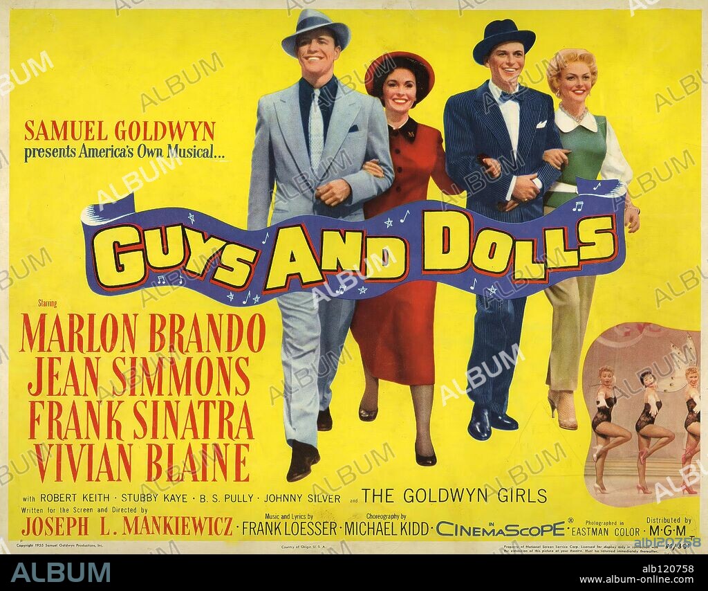 Poster of GUYS AND DOLLS, 1955, directed by JOSEPH L. MANKIEWICZ. Copyright M.G.M/SAMUEL GOLDWYN.