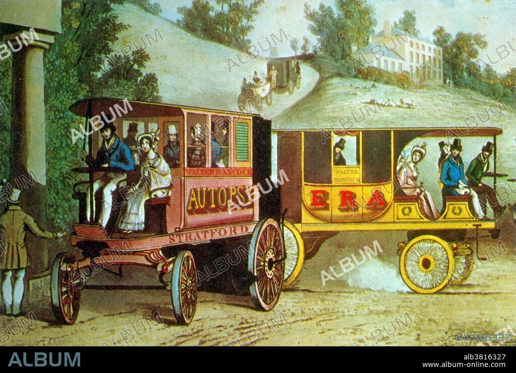 Walter Hancock (June 16, 1799 - May 14, 1852) was an English inventor of the Victorian period remembered for his steam-powered road vehicles Hancock was one of the pioneers who led the coach to steam at a high stage of development. He built several of them, including Autopsy, Enterprise and Era, all of them equipped with powerful engines, high-pressure steam. Regular intercity bus services by steam-powered buses were pioneered in England in the 1830's running reliable services over road conditions which were too hazardous for horse-drawn transportation. Steam carriages were much less likely to overturn, did not run away with the customer as horses sometimes did, and they travelled faster than horse-drawn carriages.