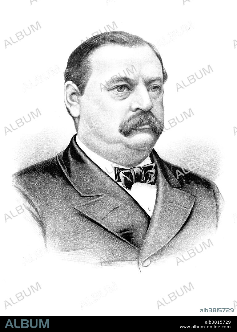 Stephen Grover Cleveland (March 18, 1837 - June 24, 1908) was the 22nd and 24th President and the only president to serve two non-consecutive terms (1885-89 and 1893-97). He was the winner of the popular vote for president three times; 1884, 1888, and 1892. He was the leader of the pro-business Bourbon Democrats who opposed high tariffs, Free Silver, inflation, imperialism and subsidies to business, farmers or veterans. He won praise for his honesty, independence, integrity, and commitment to the principles of classical liberalism. He fought political corruption, patronage, and bossism. His intervention in the Pullman Strike of 1894 to keep the railroads moving angered labor unions nationwide. His support of the gold standard and opposition to Free Silver alienated the agrarian wing of the Democratic Party. He began his presidency as a bachelor. In 1886, he married 21 year old Frances Folsom in the Blue Room at the White House. After leaving the White House they moved to his New Jersey estate, Westland Mansion. In 1908, he suffered a heart attack and died at the age of 71. His last words were "I have tried so hard to do right.".