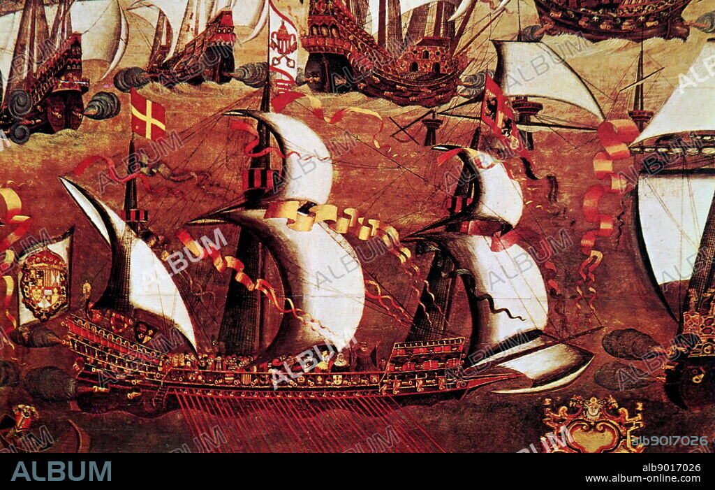 Painting depicting the Spanish fleet of ships during the Armada