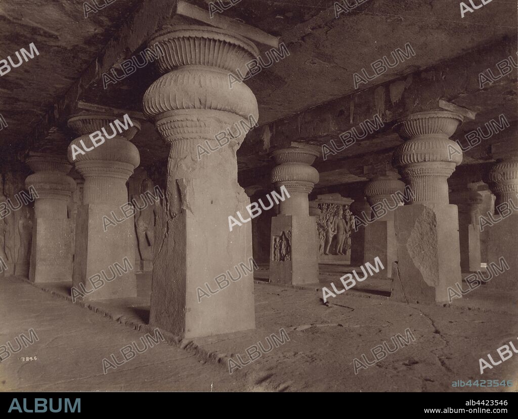 Elephanta Cave, Bombay, Lala Deen Dayal (Indian, 1844 - 1905), Aurangabad, Maharashtra, India, December 1887–February 1888, Albumen silver print, 19.8 × 26.3 cm (7 13/16 × 10 3/8 in.).