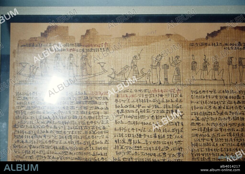 Ancient Egyptian Hieratic Script, c10th century BC. The Hieratic script was invented and developed more or less at the same time as the hieroglyphic script and was used in parallel with it for everyday purposes such as keeping records and accounts and writing letters. Held at British Museum.  BM.