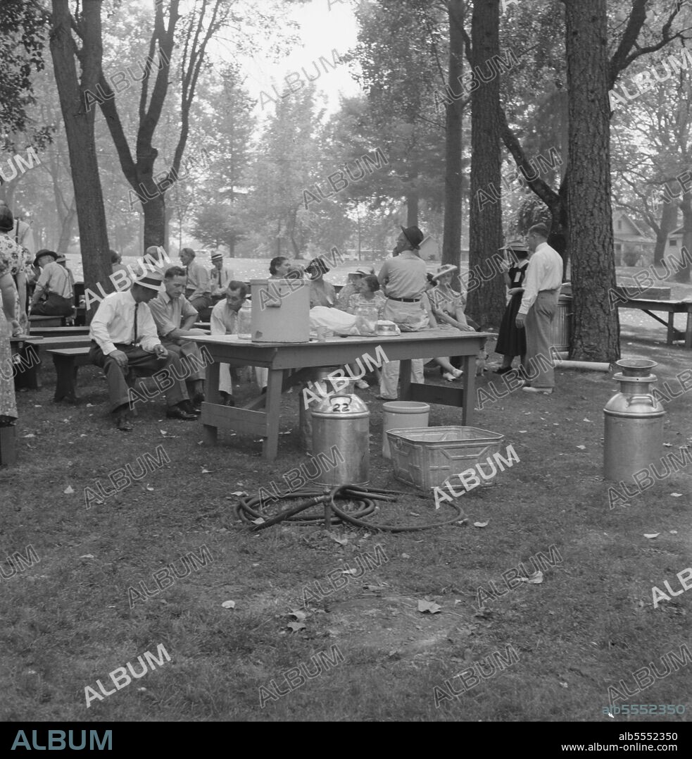 DOROTHEA LANGE. Oregon, Josephine County, Grants Pass. "California Day." A picnic in town park on the Rogue River. Hot summer afternoon in summer.