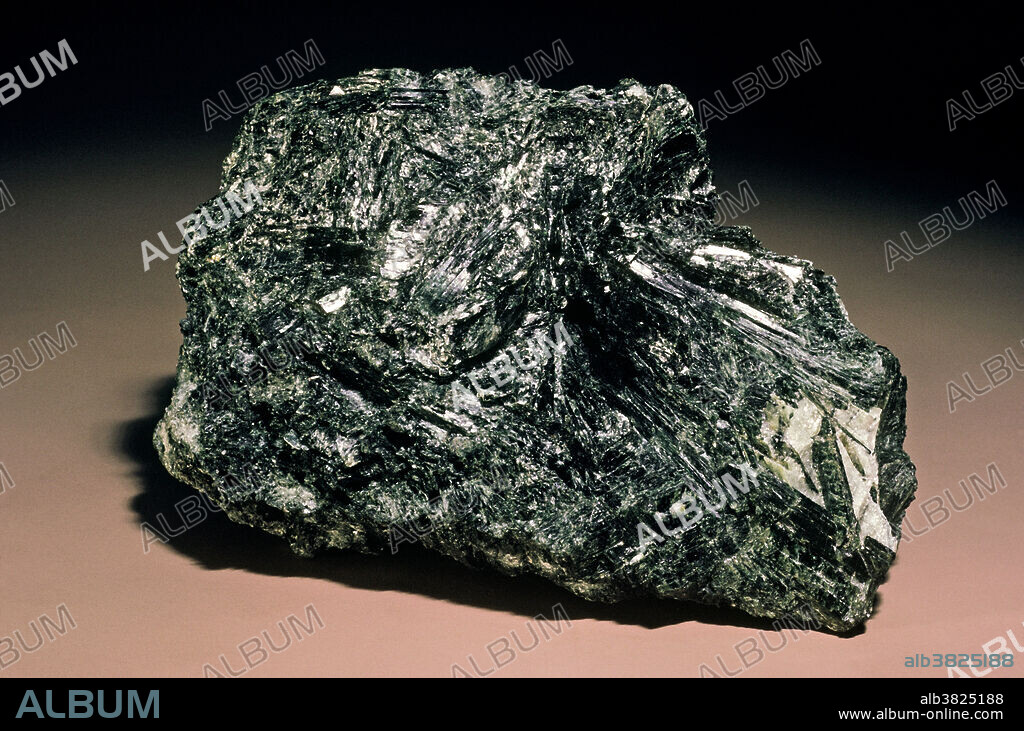 Actinolite belongs to the group of silicate minerals known as amphiboles. Actinolite usually occurs as elongated blade-like or even fibrous crystals, and its green color is due to the presence of iron. Specimens from Chester, Vermont display this vibrant green coloration.