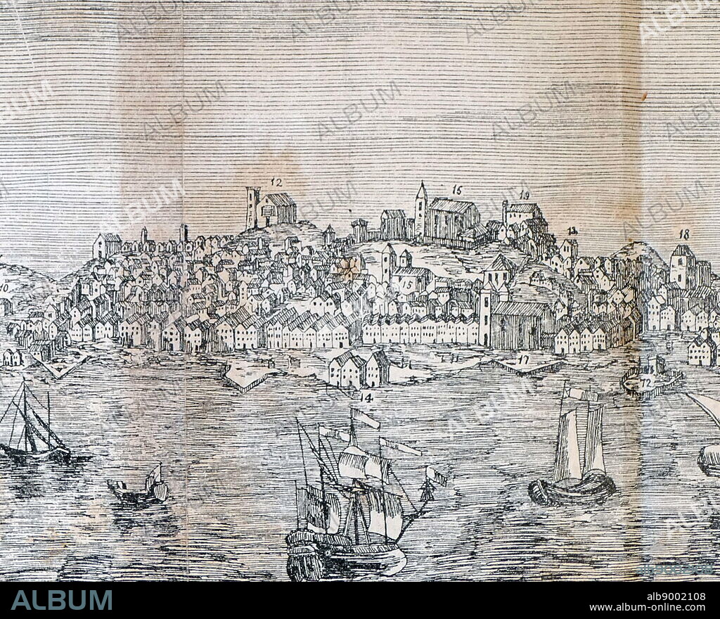 Lisbon, Portugal, a few months before the 1755 Earthquake. On 1 November 1755, the city was destroyed by another devastating earthquake, which killed an estimated 30,000 to 40,000 Lisbon residents of a population estimated at between 200,000 and 275,000, and destroyed 85 percent of the city's structures.