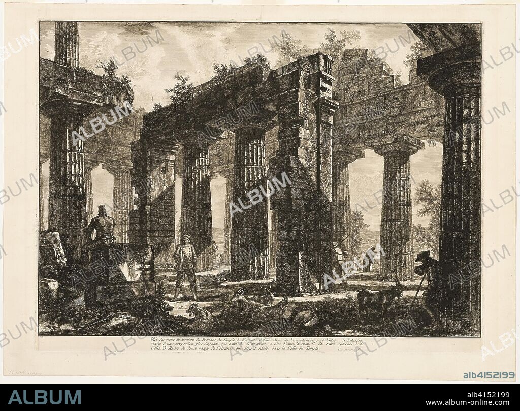 Rear view of the remains of the pronaos of the Temple of Neptune, drawn in the two preceding plates, from Different views of Paestum. Giovanni Battista Piranesi; Italian, 1720-1778. Date: 1778. Dimensions: 469 x 660 mm (image); 495 x 668 mm (plate); 563 x 763 mm (sheet). Etching on ivory laid paper. Origin: Italy.