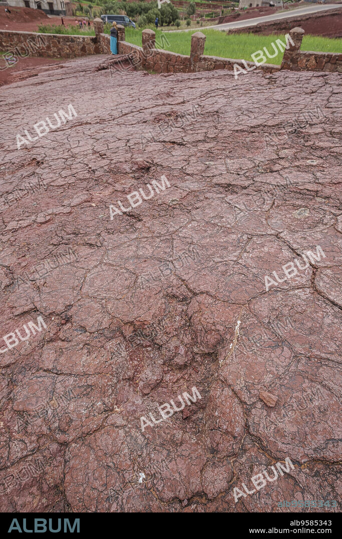 dinosaur footprints, middle to upper jurassic, geo park Iouaridene, Beni Mellal-Khenifra, Atlas mountain range, morocco, africa.