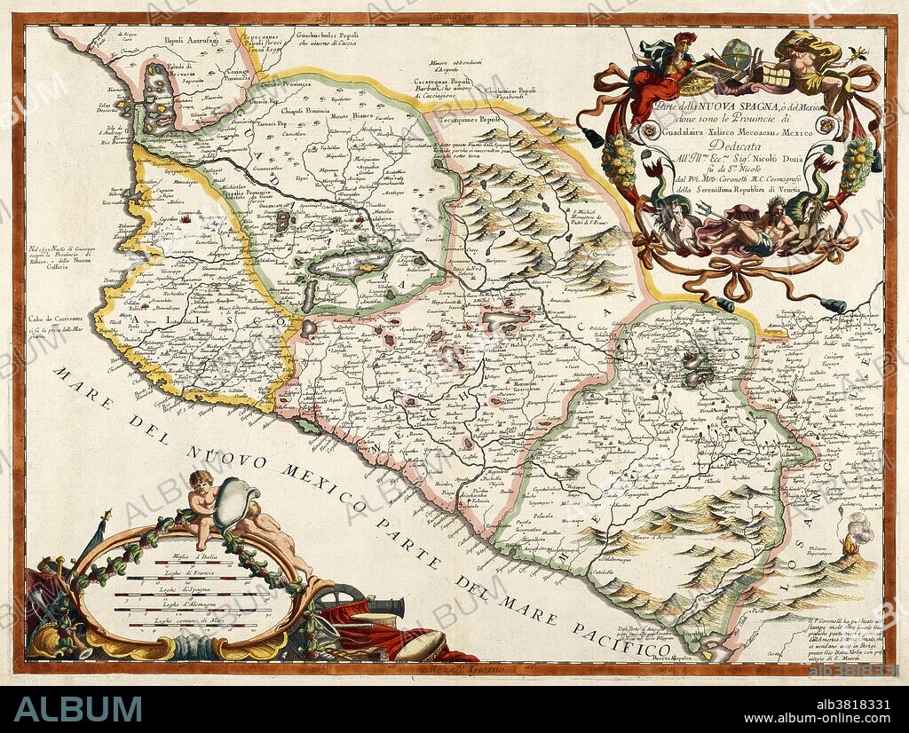 A 16th century map of New Spain or Mexico by Diego GutiÃ©rrez, who was appointed cartographer of the Casa de la Contratacion (House of Trade) in 1554. Casa de la Contratacion was a government agency of the Spanish Empire that existed from the 16th to the 18th centuries and attempted to control all Spanish exploration and colonization.