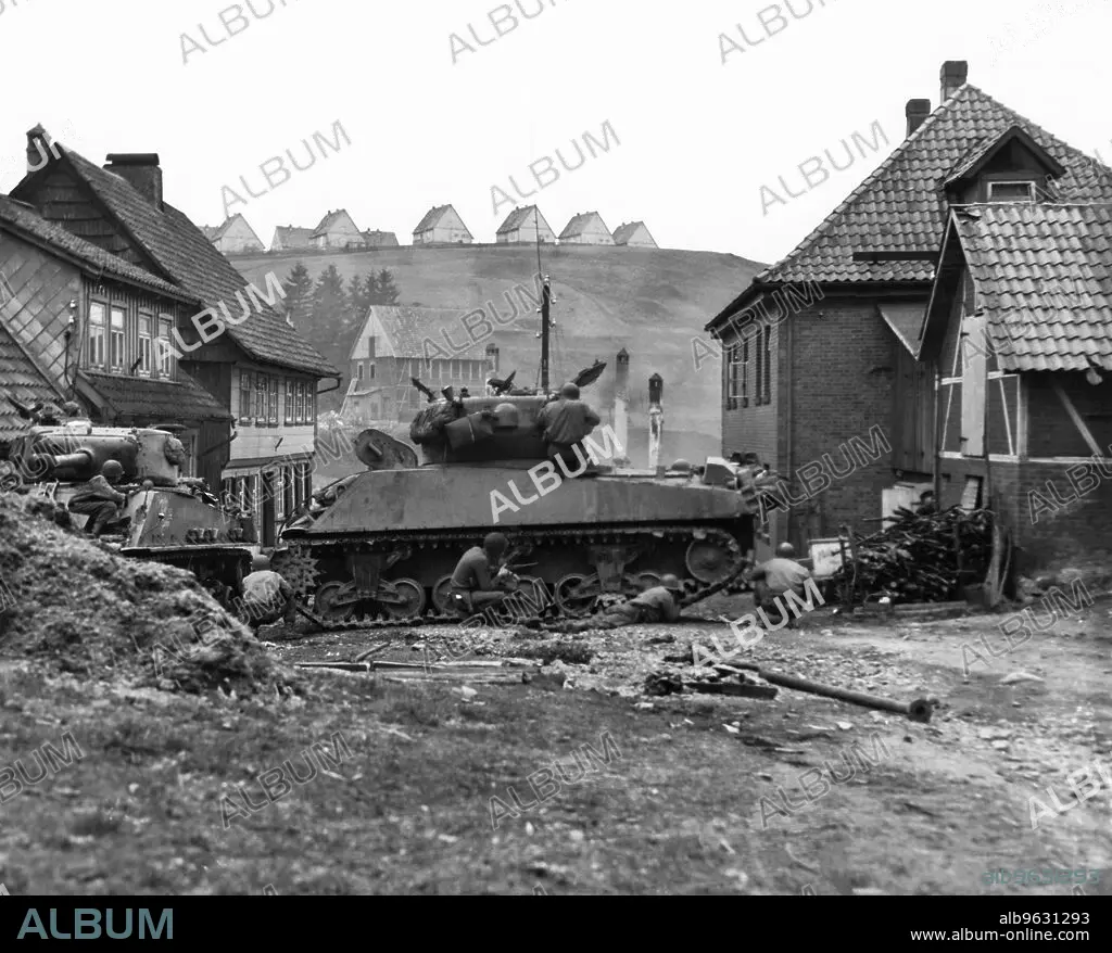 Sankt Andreasberg, Germany, April 14, 1945 A US tank swings 