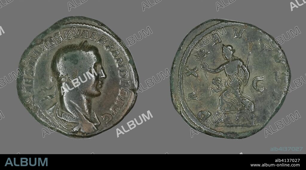 ANCIENT ROMAN. Sestertius (Coin) Portraying Emperor Severus Alexander. Roman, minted in Rome. Date: 222 AD-235 AD. Dimensions: Diam. 3.1 cm; 25.30 g. Bronze. Origin: Roman Empire.