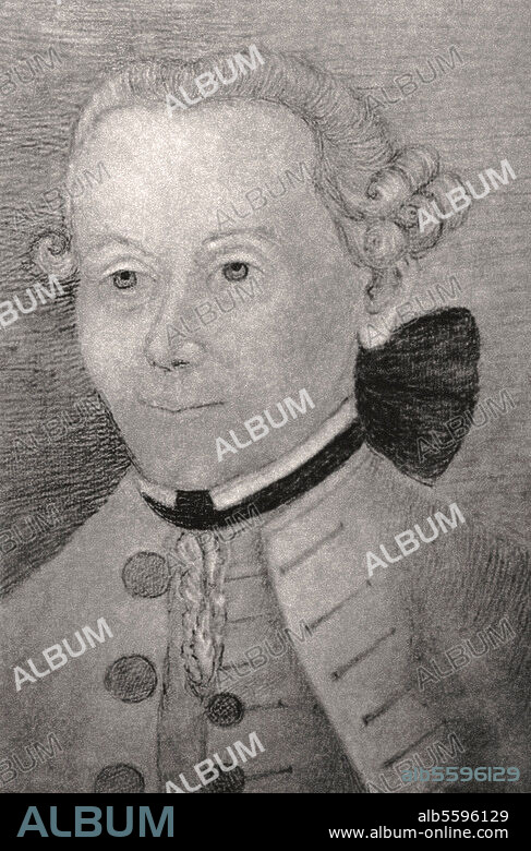 CAROLINE CHARLOTTE AMALIA GRAEFIN VO KEYSERLING. Kant, Immanuel, Philosopher, Königsberg 22.4.1724 - ibid. 12.2.1804. Portrait as a young man. Drawing by Caroline Charlotte Amalia, Countess von Keyserling, c. 1755.