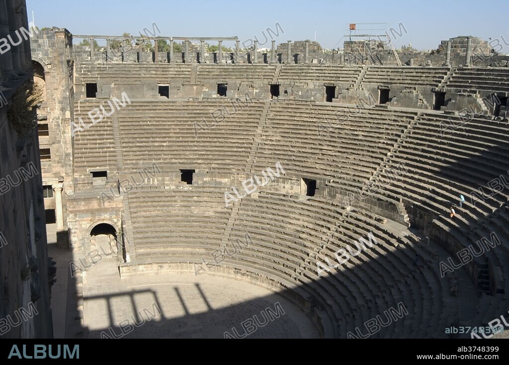 The Roman Theatre, Citadel, Bosra, UNESCO World Heritage Site, Syria, Middle East.