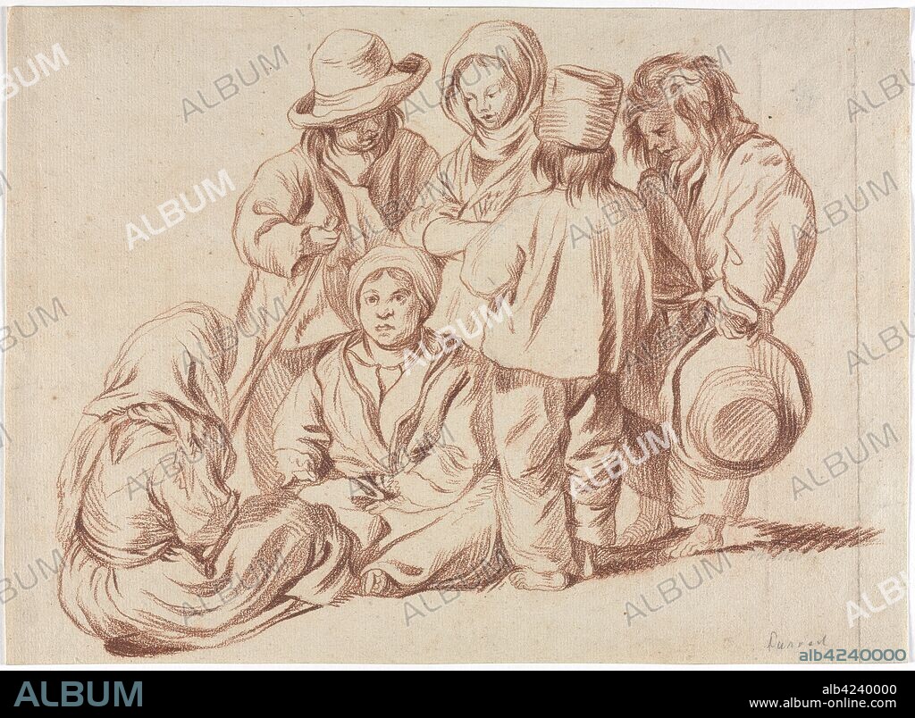 Group of Six Children (recto), 1700s(?). France, 18th century (?). Red crayon over traces of black chalk; sheet: 26.9 x 36.9 cm (10 9/16 x 14 1/2 in.).