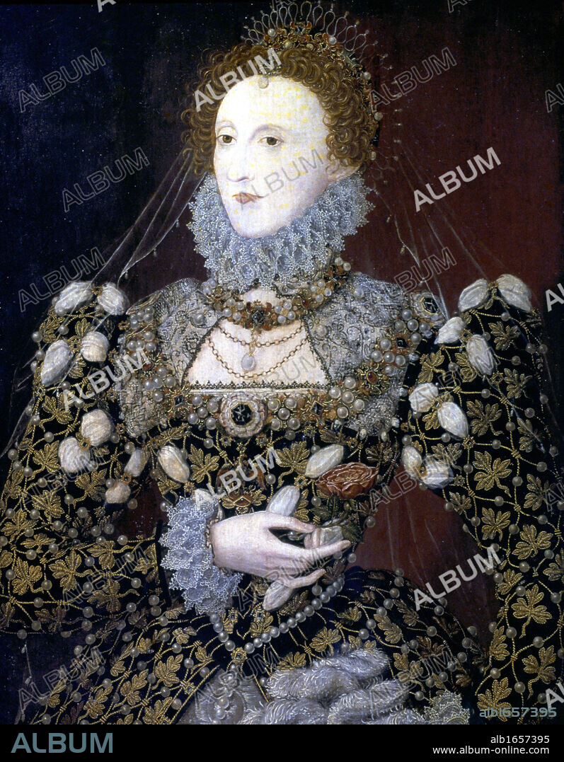 Elizabeth I (1533-1603) Queen of England and Ireland from 1558, last Tudor monarch. The Phoenix portrait attributed to Nicholas Hilliard (1537-1619) 1575.