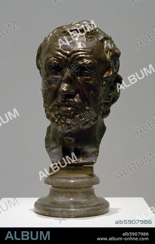 AUGUSTE RODIN. Rodin, Auguste 1840-1917. "The man with the broken nose". (Type I, second version), c. 1882/83. (Portrait of proletarian "Bibi" from the Paris horse market). Bronze, 32 × 15 × 17cm. Geneva, Musée d'Art et d'Histoire.