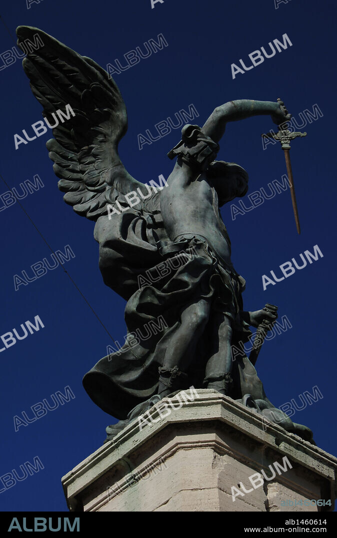 Italy. Rome. Archangel Michael. Statue on the top of Castel Sant'Angelo by Peter Anton von Verschaffelt (1710-1793). Bronze.