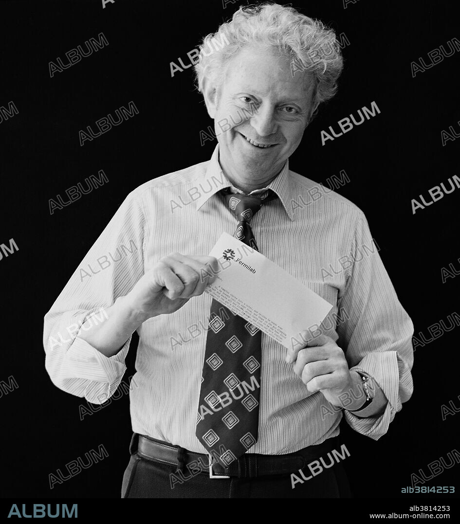 Leon Max Lederman (born July 15, 1922) is an American experimental physicist. Among his achievements are the discovery of the muon neutrino in 1962 and the bottom quark in 1977. He received the Nobel Prize for Physics in 1988, along with Melvin Schwartz and Jack Steinberger, for their research on neutrinos. He is Director Emeritus of Fermi National Accelerator Laboratory (Fermilab). He founded the Illinois Mathematics and Science Academy, in Aurora, Illinois in 1986, and has served in the capacity of Resident Scholar since 1998. He is one of the main proponents of the "Physics First" movement, an educational program that teaches a basic physics course in the 9th grade, rather than the biology course which is more standard in public schools. Proponents argue that turning this order around lays the foundations for better understanding of chemistry, which in turn will lead to more comprehension of biology. In 2012, he was awarded the Vannevar Bush Award for his extraordinary contributions to understanding the basic forces and particles of nature. Photographed April 5, 1982.