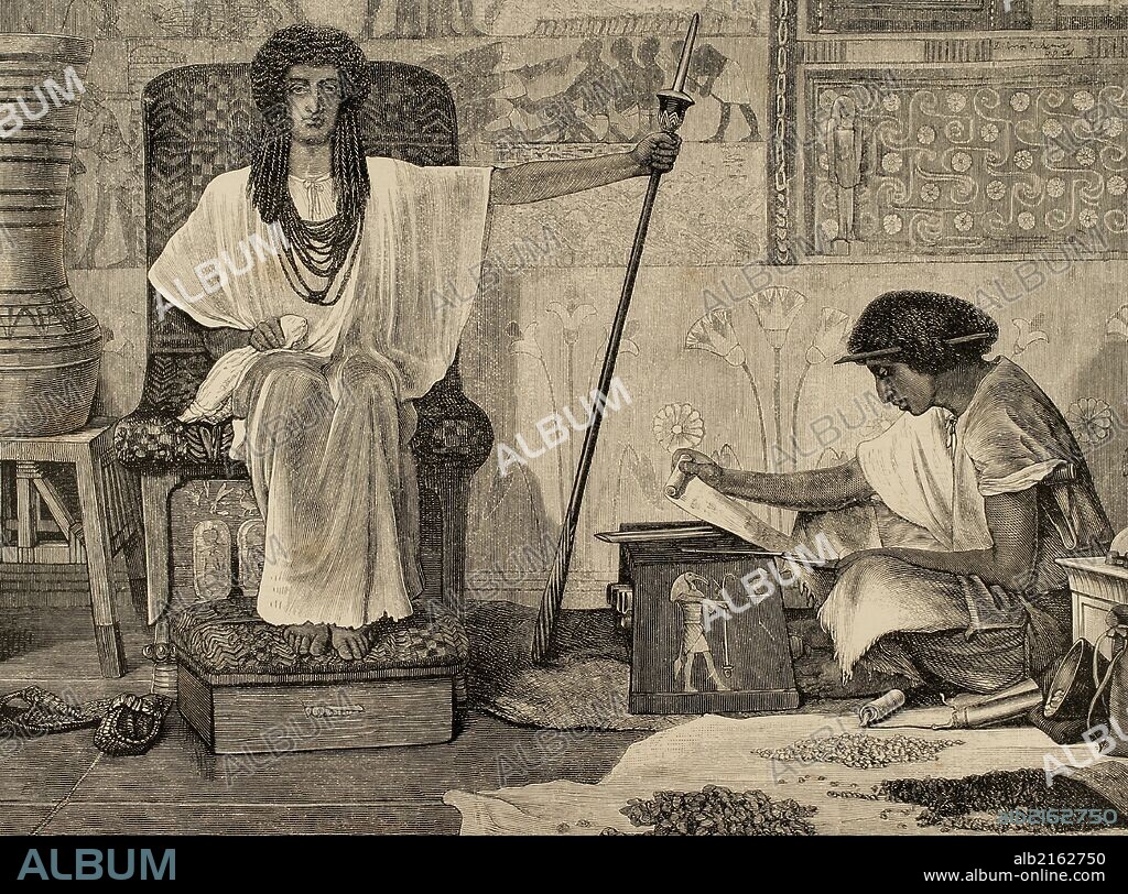 ANTIGUO TESTAMENTO. JOSE. Patriarca israelita, tronco de las tribus de Efraím y Manasés. Hijo de Jacob y Raquel. "EGIPTO. JOSE Y EL FARAON". Grabado de "El Universo Ilustrado", año 1880.