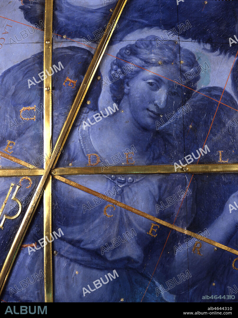 Constellation de la Vierge sur le globe celeste de CORONELLI Vincenzo (1650-1718) offert a Louis XIV en 1683. Credit: Larrieu-Licorne/KHARBINE-TAPABOR.