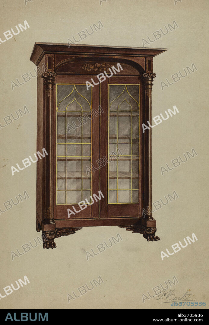 FERDINAND CARTIER. China Cabinet. Dated: 1936. Dimensions: overall: 29 x 21.4 cm (11 7/16 x 8 7/16 in.)  Original IAD Object: none given. Medium: watercolor, colored pencil, and graphite on paperboard.