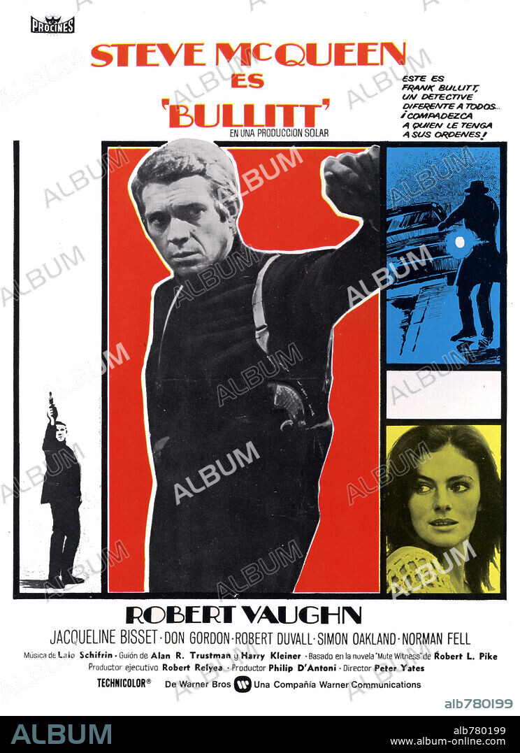 Plakat zu BULLITT, 1968, unter der Regie von PETER YATES. Copyright WARNER BROTHERS.